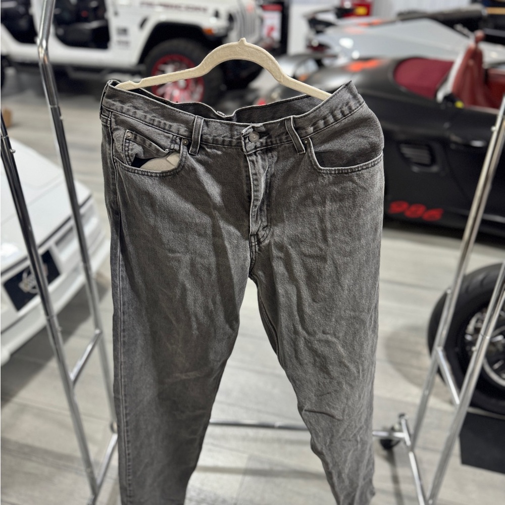Levi's Gray Straight Jeans with Distressed Look